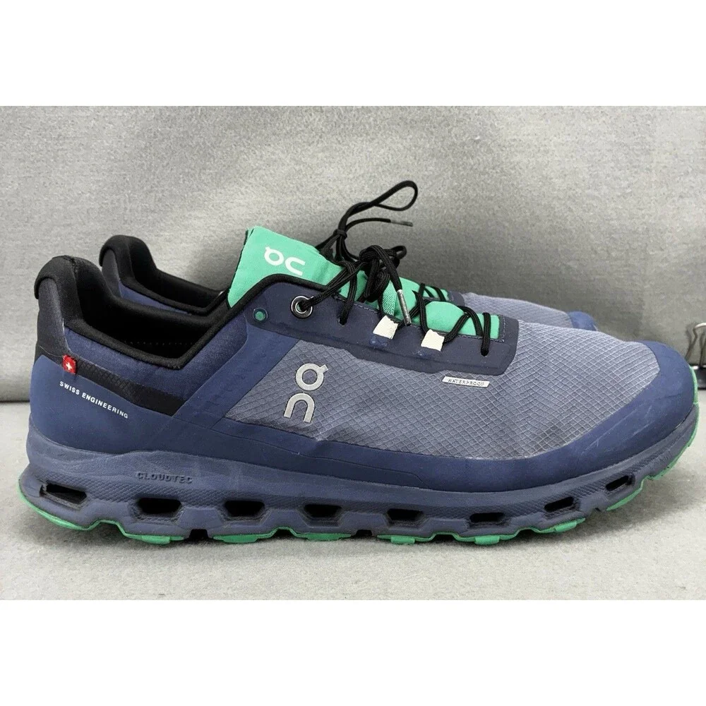 On Running Cloudvista Waterproof Mens Metal/Denim Low Top Sneaker Shoes Size 14